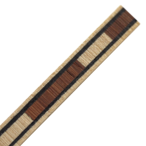 Inleglijst fineer wit/bruine blokken met zwarte rand, 6 x 1000 mm