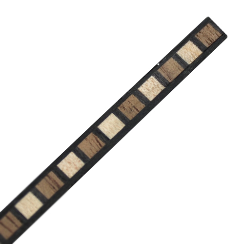 Inleglijst fineer wit/bruine blokjes met zwarte randen, 5 x 1000 mm
