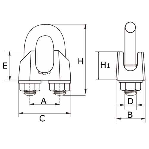 Staaldraadklem verzinkt 6 mm