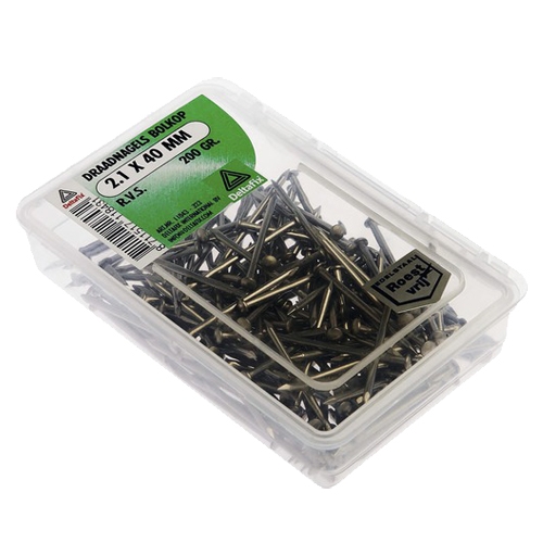 Draadnagel bolkop rvs Ø 2,1 x 40 mm, 200 gram