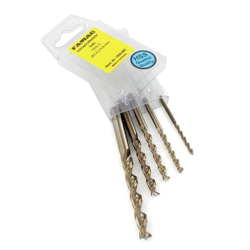 Famag HSS-G houtspiraalboren set, 5-delig