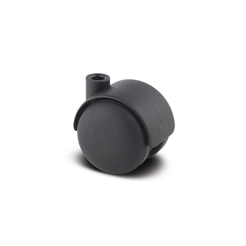 Dubbel zwenkwiel kunststof zwart met boutgat 50 x 54 mm tot 40 kg