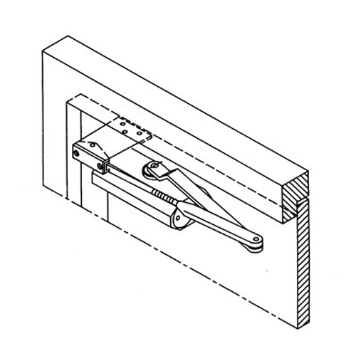 Montageplaat deurdranger voor buitendraaiende deuren -