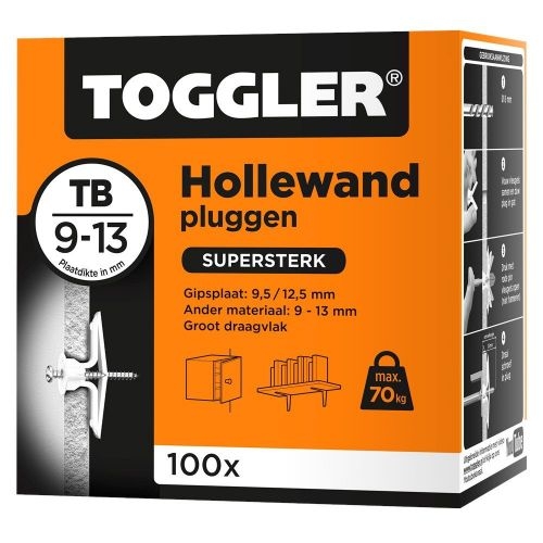 Toggler TB hollewand plug 9 - 13 mm 100 stuks
