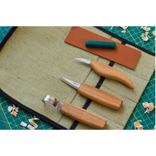 BeaverCraft S17 uitgebreide houtsnijset inclusief canvas foudraal, strop en wetpasta 3-delig