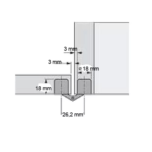Inboorscharnier Ø 18 mm messing, 2 stuks