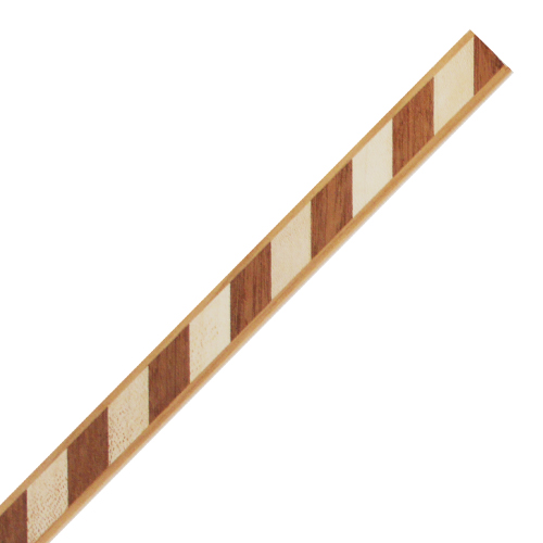 Inleglijst fineer schuin licht bruin met bruine rand, 13 x 1000 mm