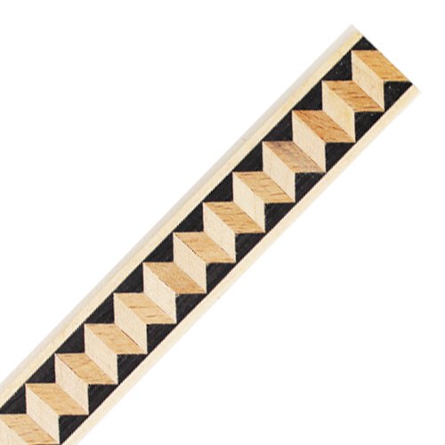 Inleglijst fineer zigzag licht met zwart, rand wit, 17 x 1000 mm