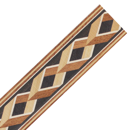Inleglijst fineer vlecht bruin met zwart, rand bruin, 35 x 1000 mm