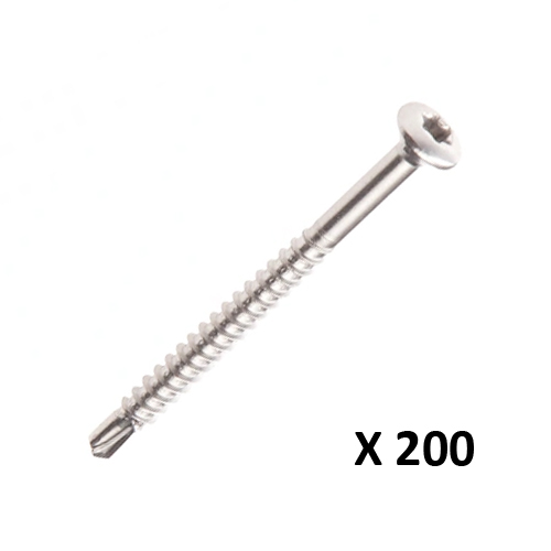 Topdrill glaslatschroef lenskop Torx T10 Ø 3,2 x 40/24 mm