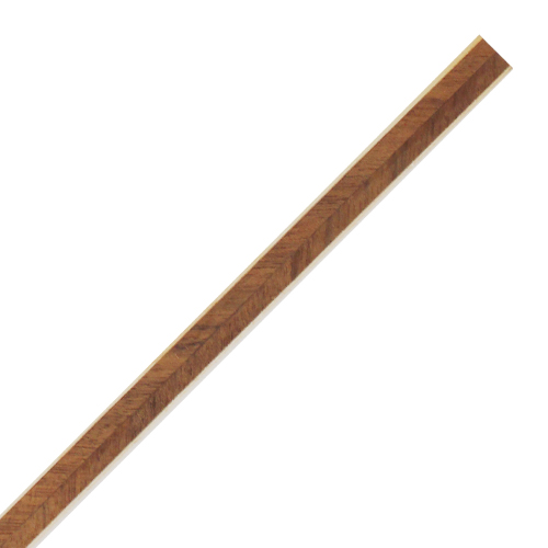 Inleglijst fineer bruin veer patroon met witte rand, 10 x 1000 mm