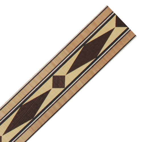 Inleglijst fineer bruine wybertjes met bruin zwart wit, 40 x 1000 mm