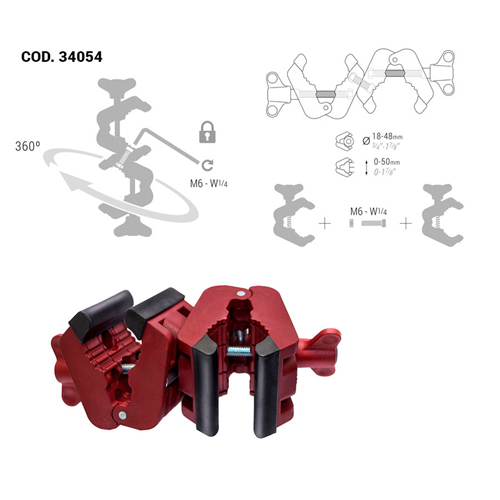 Piher dubbele Multiclamp 18 - 48 mm voor de Multiprop