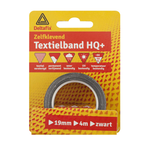 Deltafix watervaste textielband zwart 19 mm