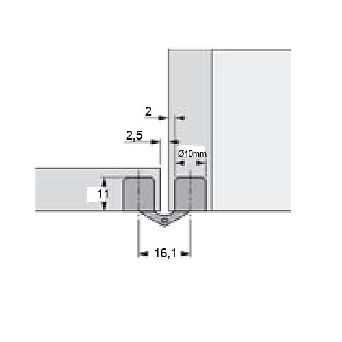 Inboorscharnier Ø 10 mm messing, 2 stuks
