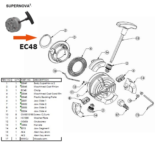 Teknatool reserveonderdeel SuperNova2 chuck ec48 circlip