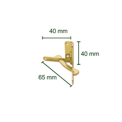 Quadrant scharnier 40 mm met begrenzing messing glans