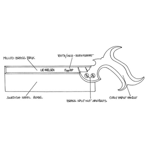 Lie-Nielsen Verjüngte Zargensäge 'Crosscut' 14 ppi 355 x 55 mm