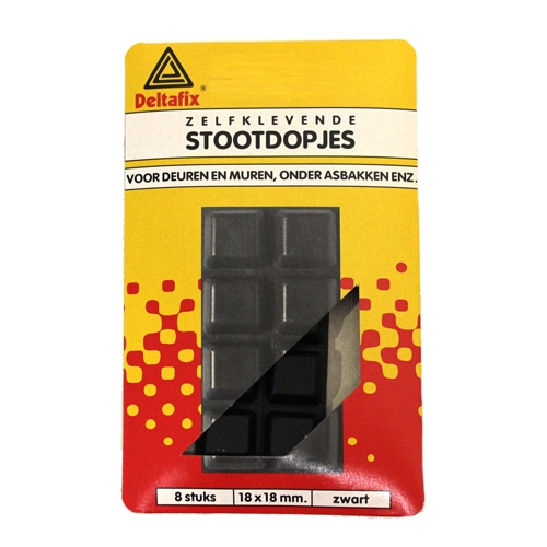 Stootdopjes zwart 18 mm, 8 stuks