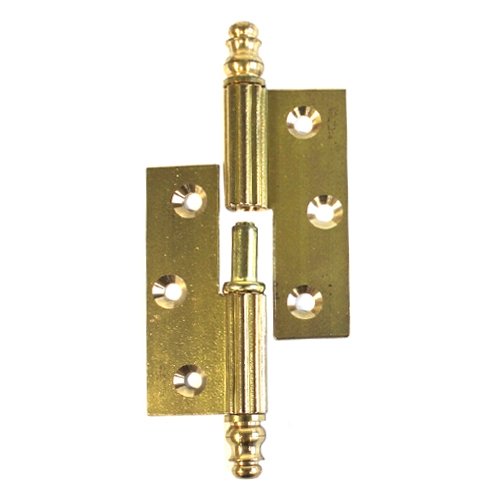 Meubelpaumelle messing ongelakt 50 x 40 mm met vaasknop rechts