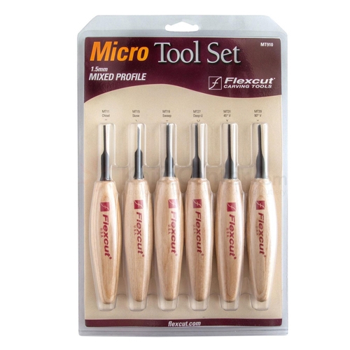 Flexcut MT910 micro beitel set 1,5 mm 6-delig