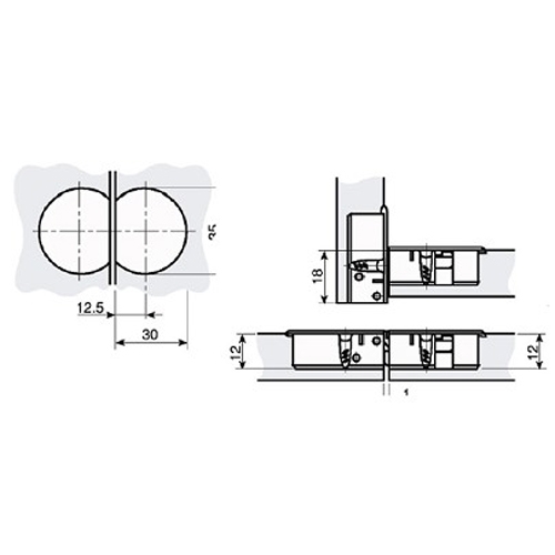 Klepscharnier Ø 35 mm vernikkeld