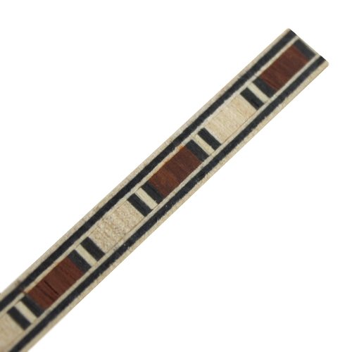 Inleglijst fineer rood/witte blokken met zwarte rand, 7 x 1000 mm