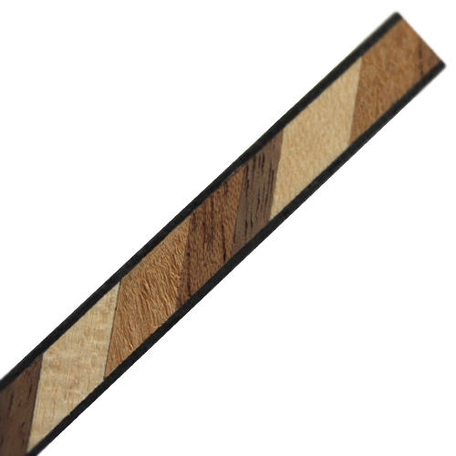 Inleglijst fineer schuin licht- en donkerbruin met zwart, 7 x 1000 mm