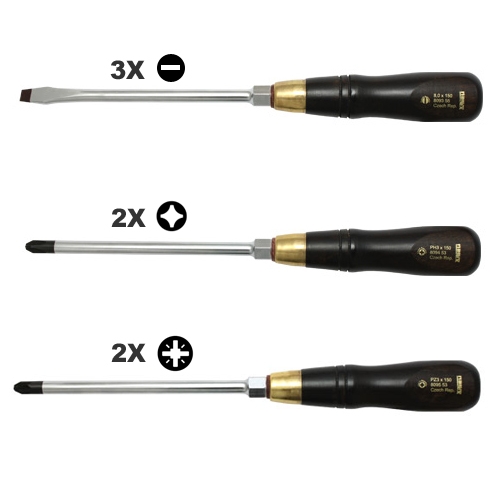 Narex schroevendraaierset in houten kist 7-delig