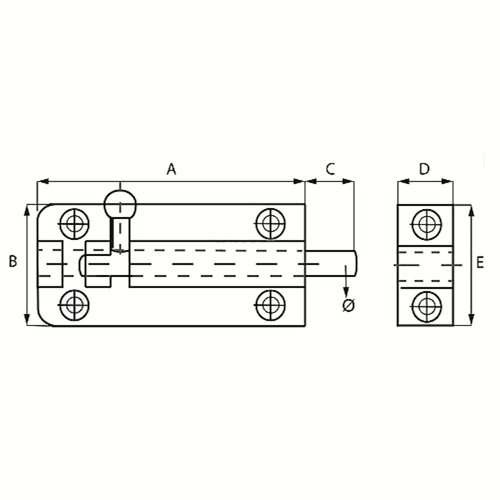 Profielgrendel vlak messing 25 x 40 mm