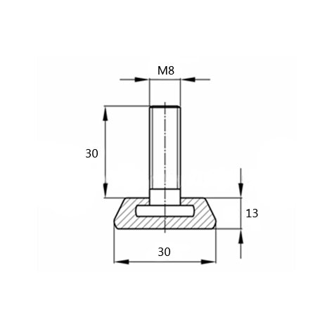 Stelvoet conisch M8 x 30 mm