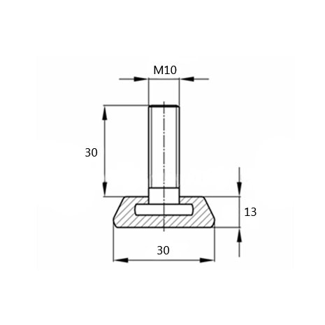 Stelvoet conisch M10 x 30 mm
