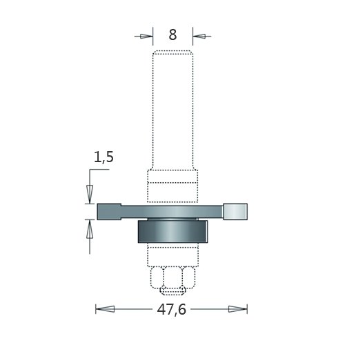 Hm 107 schijffrees Ø 47,6 x 1,5 mm (asgat 8 mm)