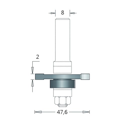Hm 108 schijffrees Ø 47,6 x 2 mm (asgat 8 mm)