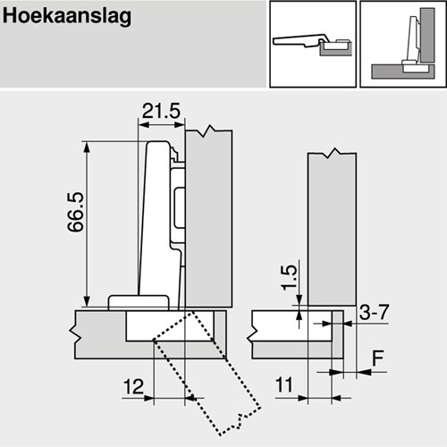Blum Clip Top scharnier zonder veer nikkel 110º rechte arm