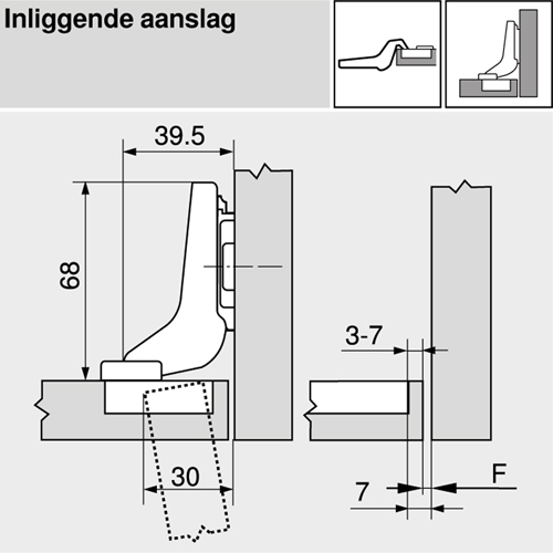 Blum Clip Top scharnier zonder veer nikkel 110º inliggend