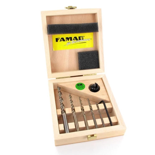 Famag houtspiraalboren set met vario opsteekverzinker, 5-delig