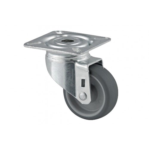 Zwenkwiel kunststof grijs met plaat 50 x 19 mm tot 40 kg