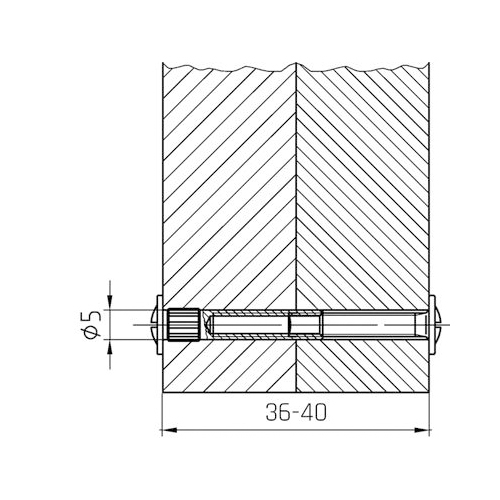 Koppelbout Ø 5 mm x 36-40 mm staal vernikkeld 2-delig
