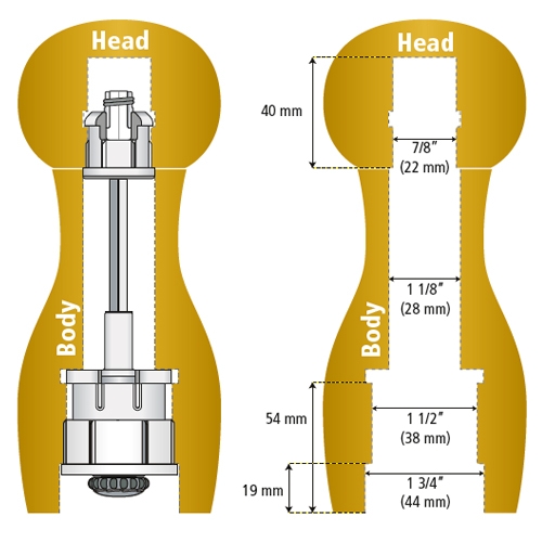 Crushgrind peper- en zoutmechanisme 450 mm