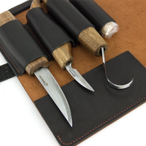 BeaverCraft Limited Edition houtsnijset voor lepelsnijden inclusief wetpasta, strop en lederen foudraal 3-delig