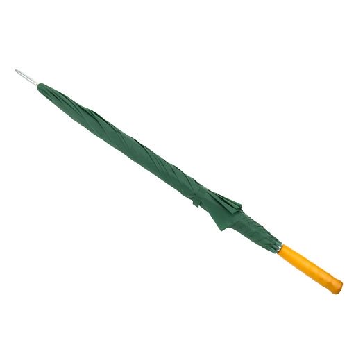 Grüner Regenschirm mit Baptistenlogo