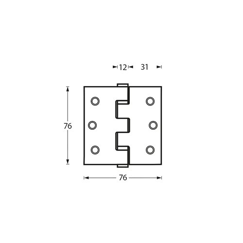 Kogellagerscharnier 76 x 76 mm rechte hoek rvs mat