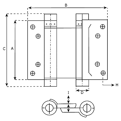 Bommerscharnier dubbel 33/125 mm zilvergrijs - laatste voorraad