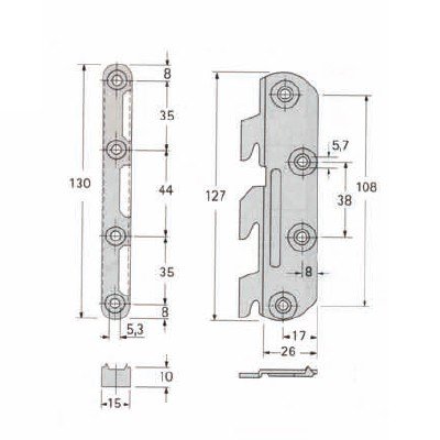 Ledikanthaken 3-haaks 130 mm, 4 paar