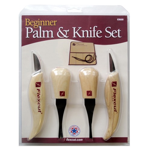 Flexcut KN600 houtsnij- en handpalmgutsenset 4-delig